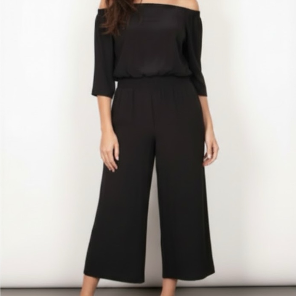 Theory Faley Mosiac 100% Silk Off Shoulder Wide Leg Jumpsuit 0